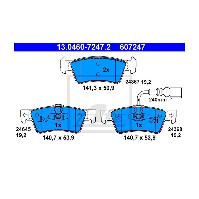 ATE Bremsbelagsatz, Scheibenbremse 13.0460-7247.2