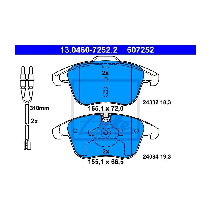 ATE Bremsbelagsatz, Scheibenbremse 13.0460-7252.2