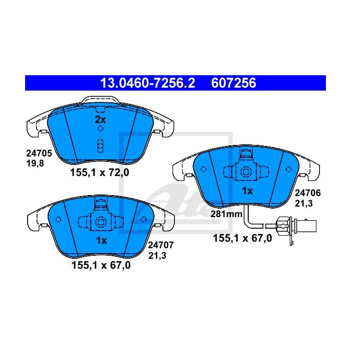 ATE Bremsbelagsatz, Scheibenbremse 13.0460-7256.2