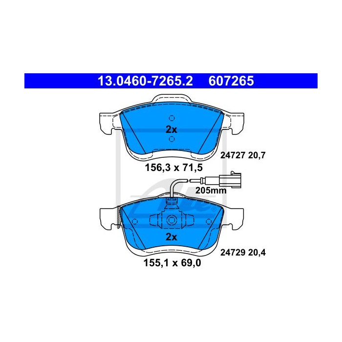 ATE Bremsbelagsatz, Scheibenbremse 13.0460-7265.2
