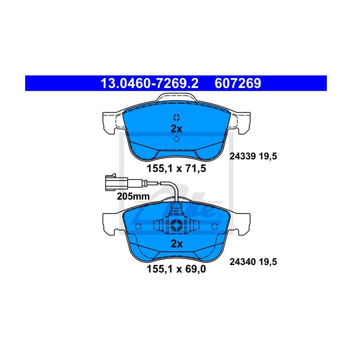 ATE Bremsbelagsatz, Scheibenbremse 13.0460-7269.2