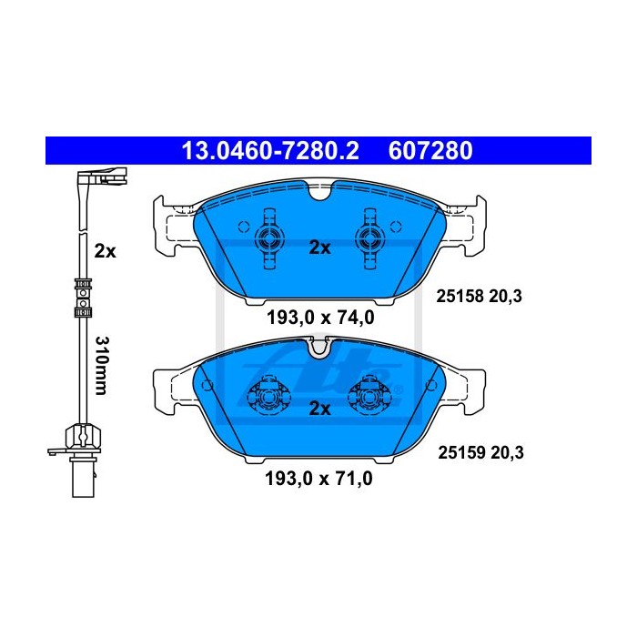 ATE Bremsbelagsatz, Scheibenbremse 13.0460-7280.2