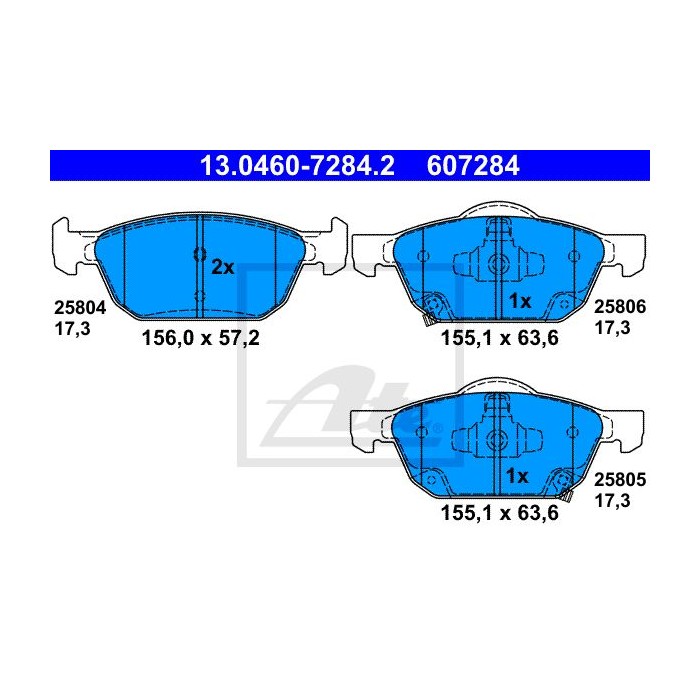 ATE Bremsbelagsatz, Scheibenbremse 13.0460-7284.2