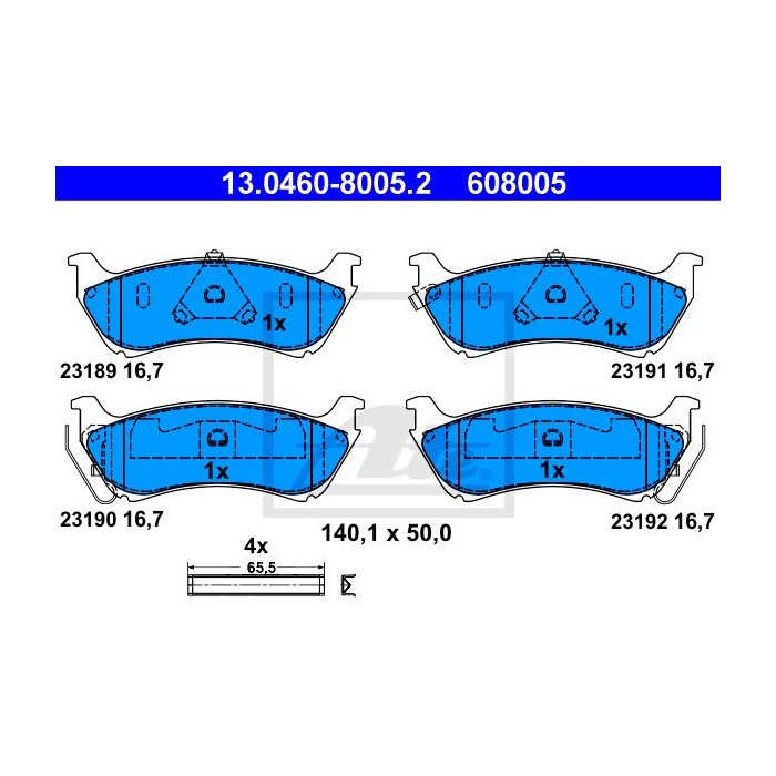 ATE Bremsbelagsatz, Scheibenbremse 13.0460-8005.2