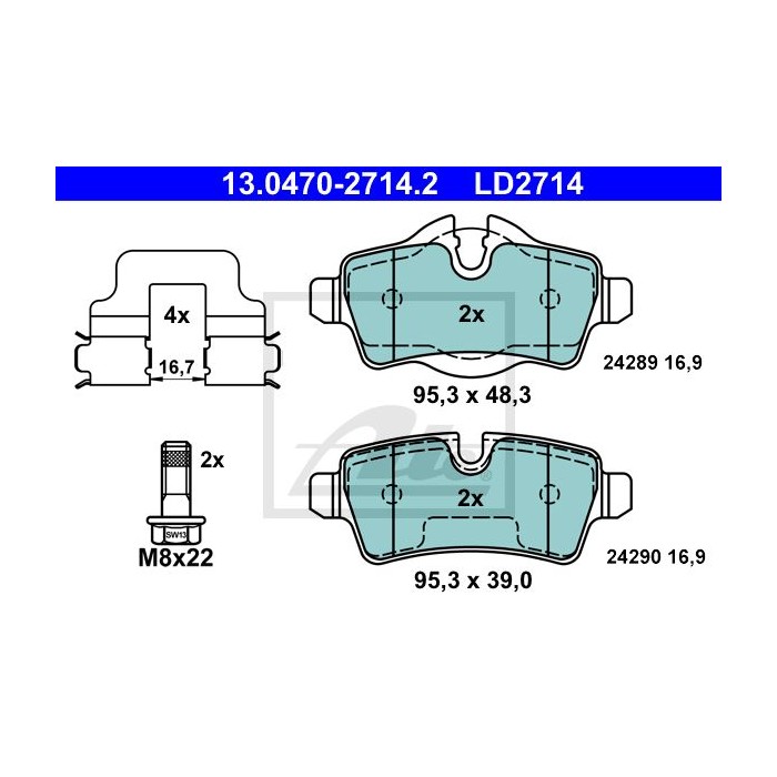 ATE Ceramic Bremsbelagsatz, Scheibenbremse 13.0470-2714.2