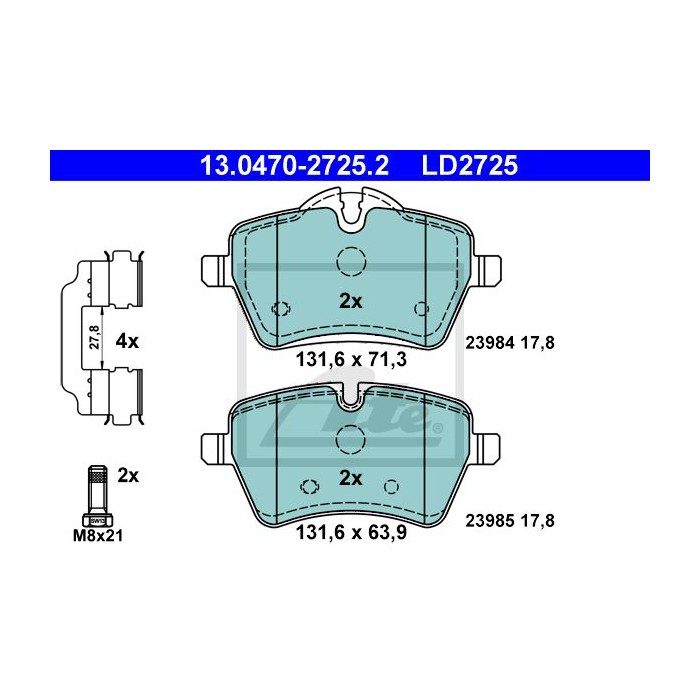 ATE Ceramic Bremsbelagsatz, Scheibenbremse 13.0470-2725.2