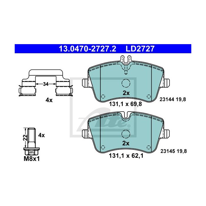 ATE Ceramic Bremsbelagsatz, Scheibenbremse 13.0470-2727.2