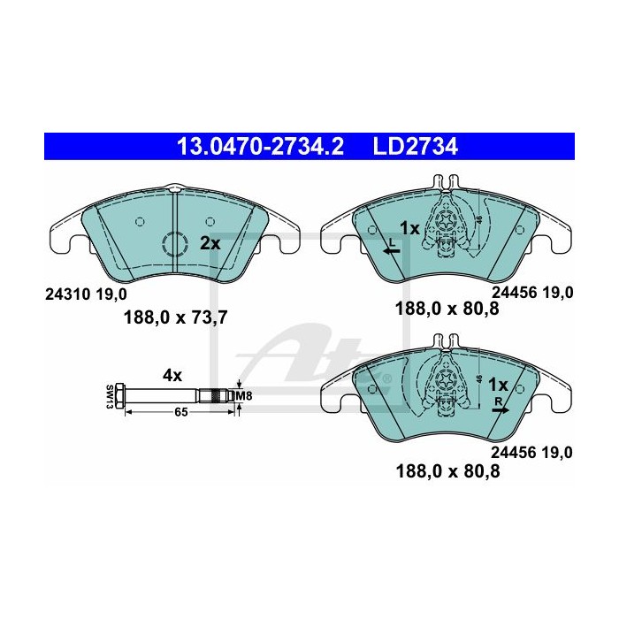 ATE Ceramic Bremsbelagsatz, Scheibenbremse 13.0470-2734.2