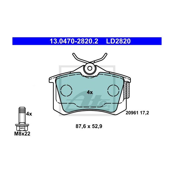 ATE Ceramic Bremsbelagsatz, Scheibenbremse 13.0470-2820.2