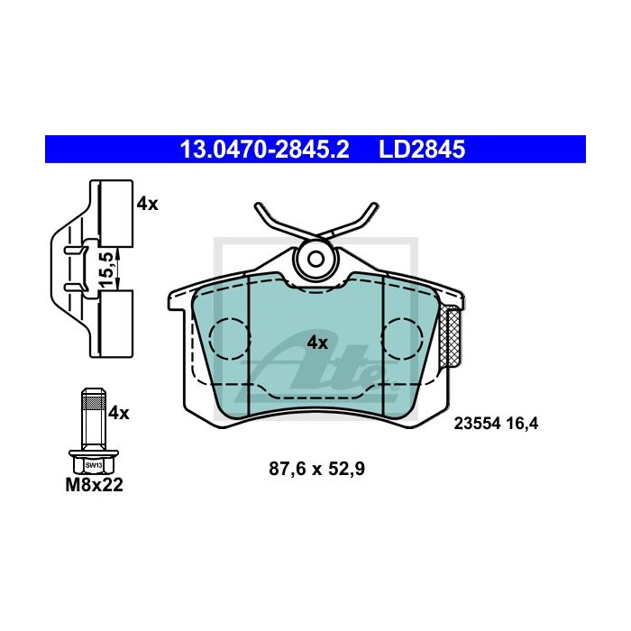 ATE Ceramic Bremsbelagsatz, Scheibenbremse 13.0470-2845.2