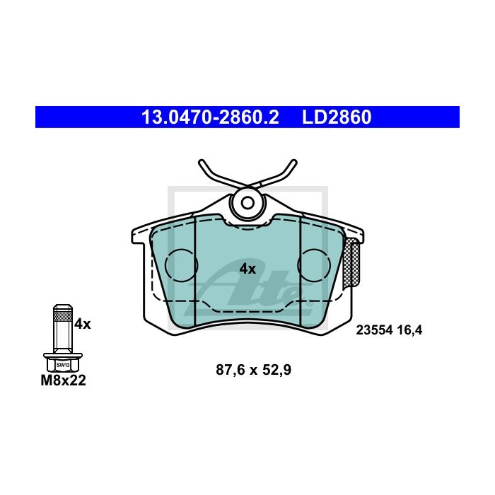 ATE Ceramic Bremsbelagsatz, Scheibenbremse 13.0470-2860.2