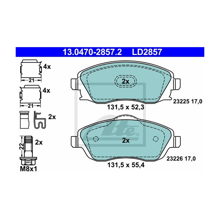 ATE Ceramic Bremsbelagsatz, Scheibenbremse 13.0470-2857.2