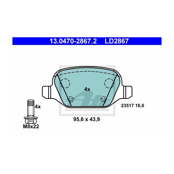 ATE Ceramic Bremsbelagsatz, Scheibenbremse 13.0470-2867.2