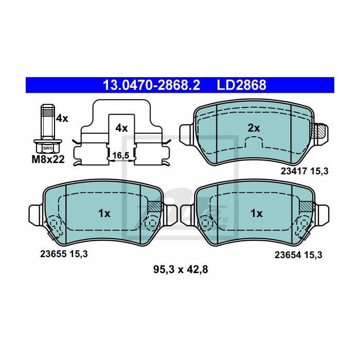 ATE Ceramic Bremsbelagsatz, Scheibenbremse 13.0470-2868.2