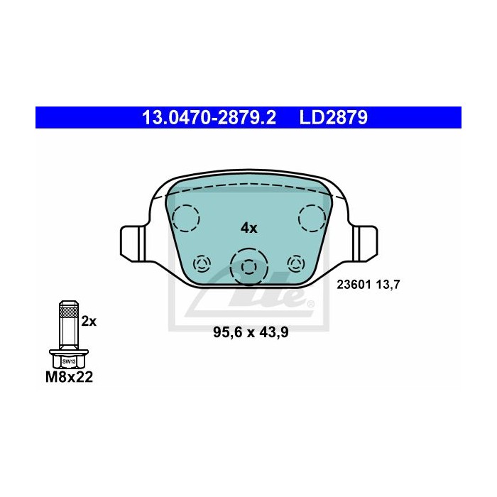 ATE Ceramic Bremsbelagsatz, Scheibenbremse 13.0470-2879.2