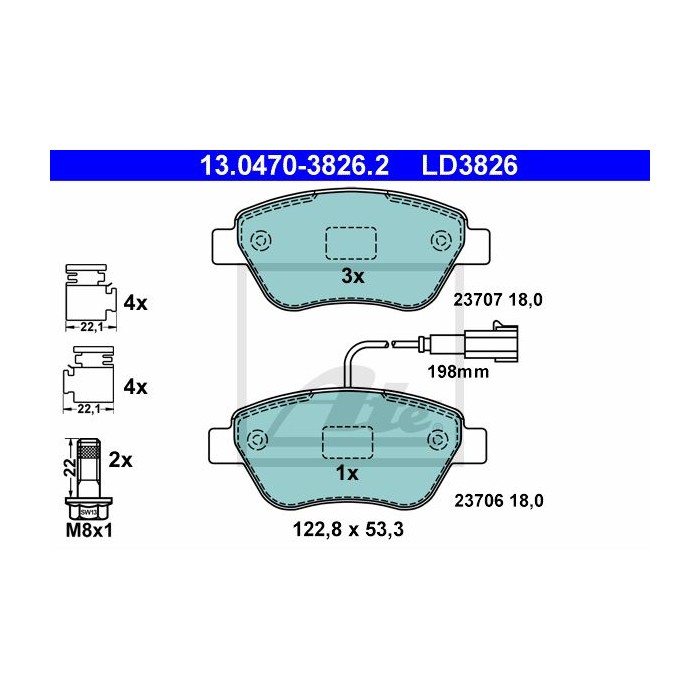 ATE Ceramic Bremsbelagsatz, Scheibenbremse 13.0470-3826.2