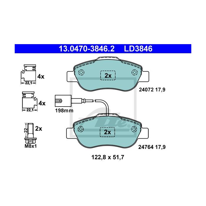 ATE Ceramic Bremsbelagsatz, Scheibenbremse 13.0470-3846.2