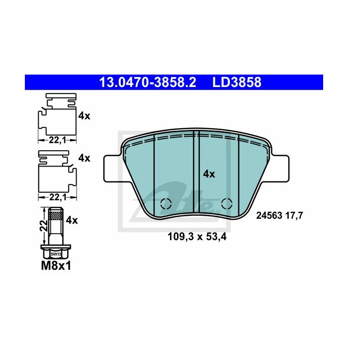 ATE Ceramic Bremsbelagsatz, Scheibenbremse 13.0470-3858.2