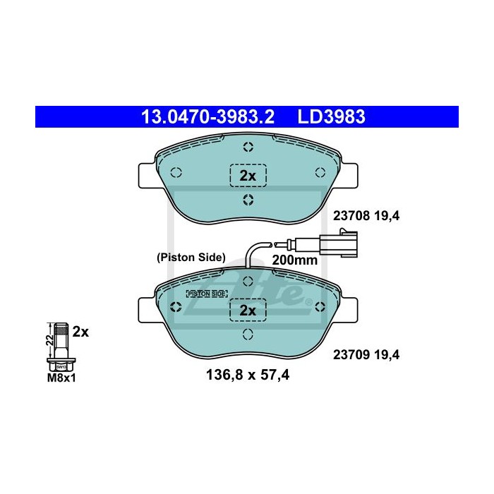 ATE Ceramic Bremsbelagsatz, Scheibenbremse 13.0470-3983.2