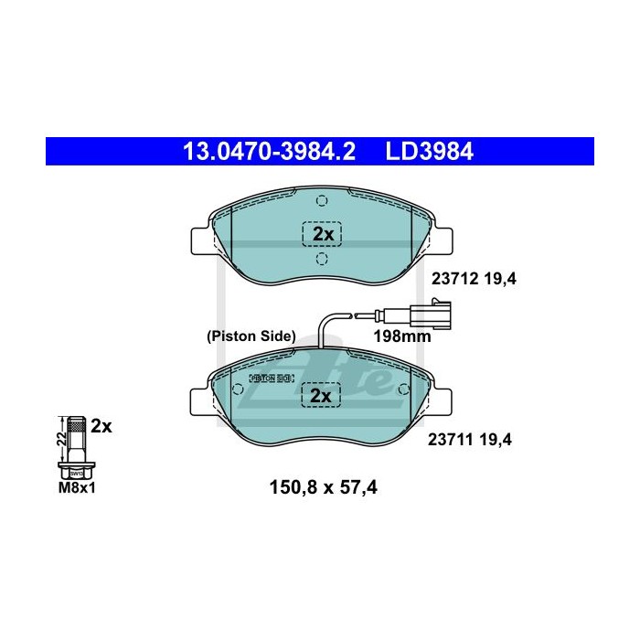 ATE Ceramic Bremsbelagsatz, Scheibenbremse 13.0470-3984.2