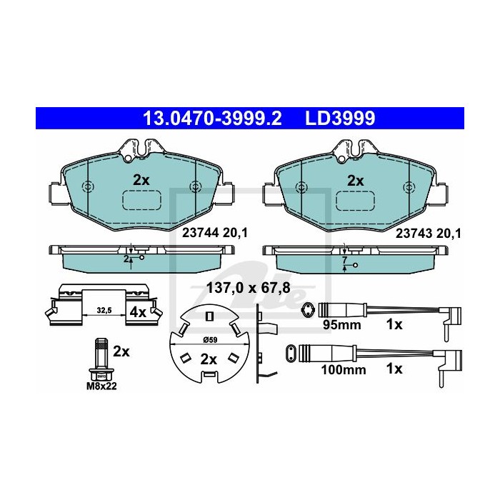 ATE Ceramic Bremsbelagsatz, Scheibenbremse 13.0470-3999.2