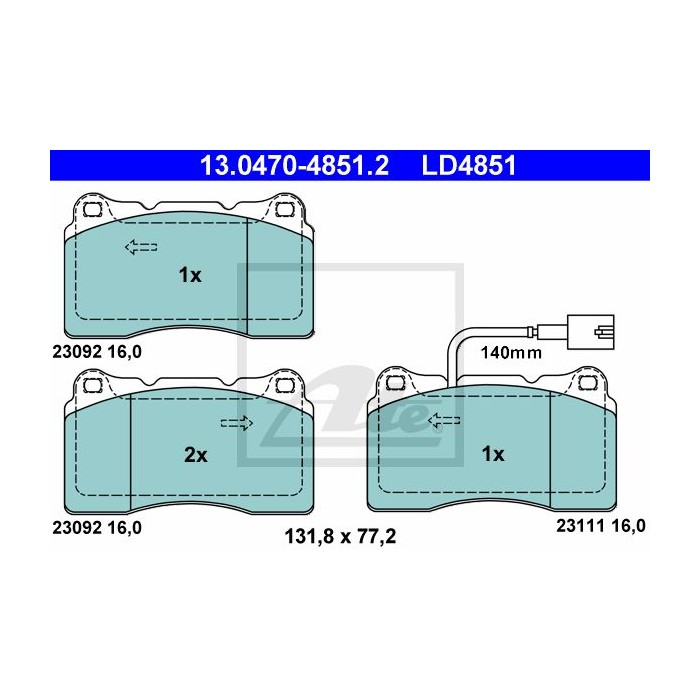 ATE Ceramic Bremsbelagsatz, Scheibenbremse 13.0470-4851.2