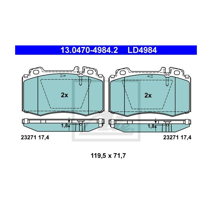 ATE Ceramic Bremsbelagsatz, Scheibenbremse 13.0470-4984.2