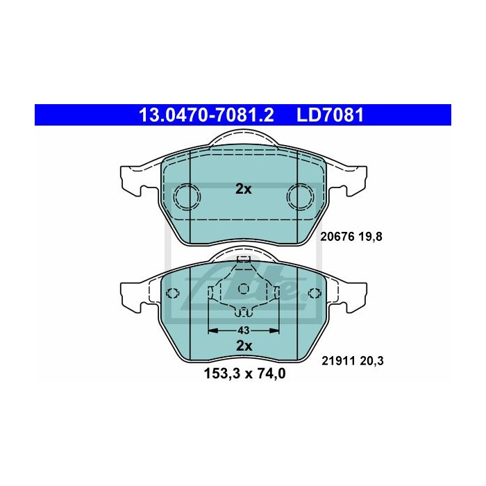 ATE Ceramic Bremsbelagsatz, Scheibenbremse 13.0470-7081.2
