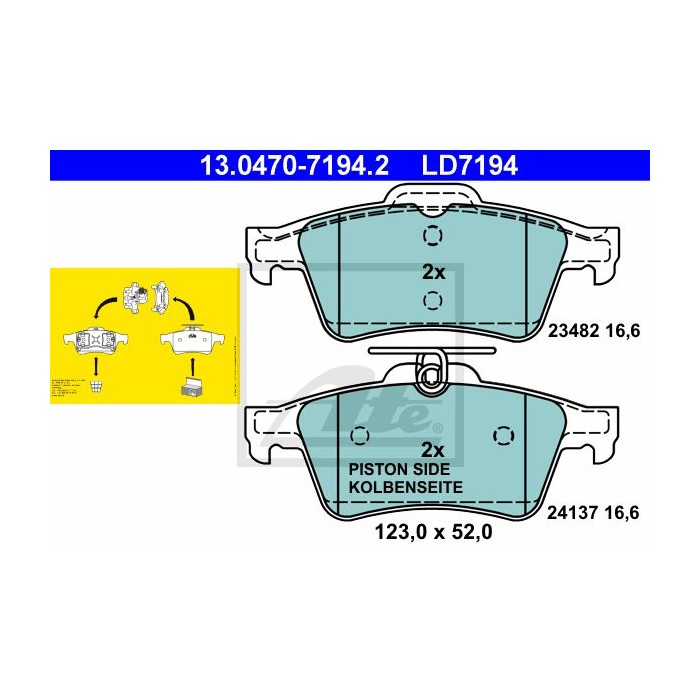 ATE Ceramic Bremsbelagsatz, Scheibenbremse 13.0470-7194.2