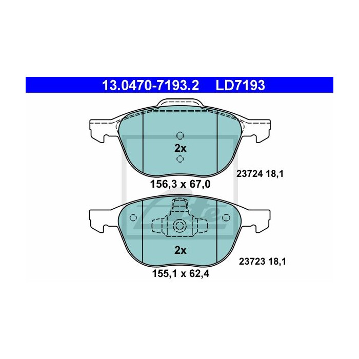 ATE Ceramic Bremsbelagsatz, Scheibenbremse 13.0470-7193.2