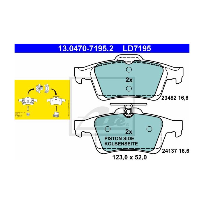 ATE Ceramic Bremsbelagsatz, Scheibenbremse 13.0470-7195.2