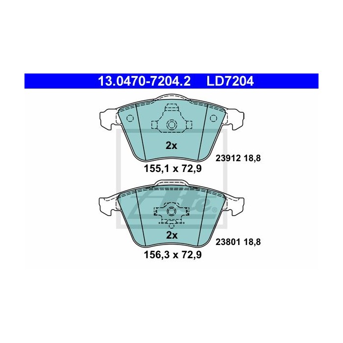 ATE Ceramic Bremsbelagsatz, Scheibenbremse 13.0470-7204.2