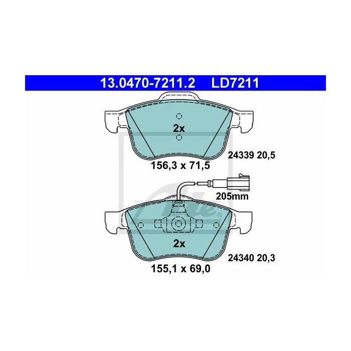ATE Ceramic Bremsbelagsatz, Scheibenbremse 13.0470-7211.2