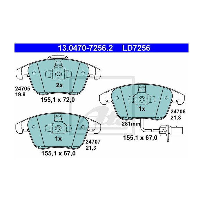 ATE Ceramic Bremsbelagsatz, Scheibenbremse 13.0470-7256.2