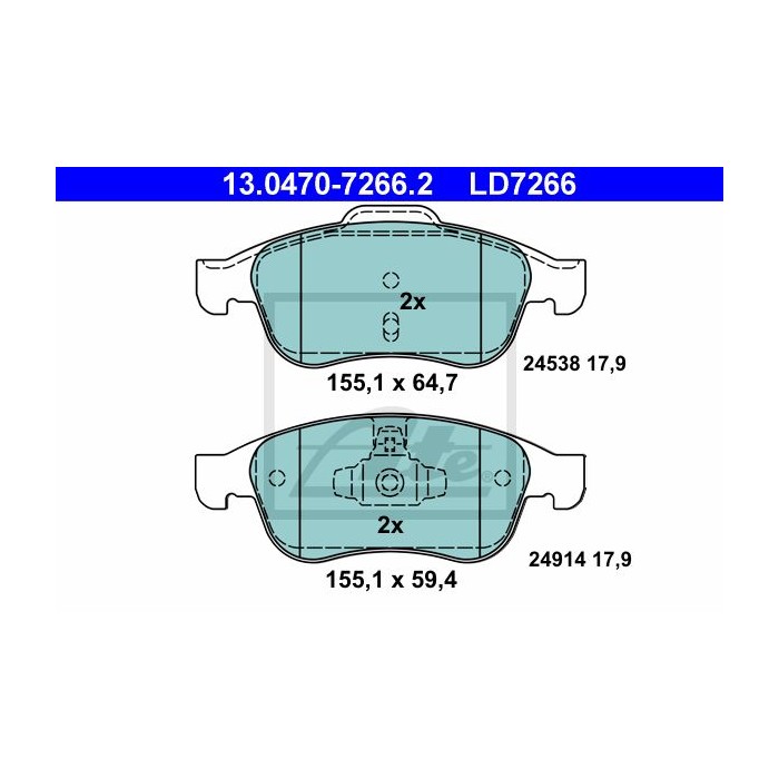 ATE Ceramic Bremsbelagsatz, Scheibenbremse 13.0470-7266.2
