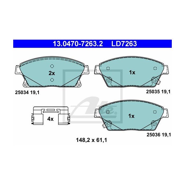 ATE Ceramic Bremsbelagsatz, Scheibenbremse 13.0470-7263.2