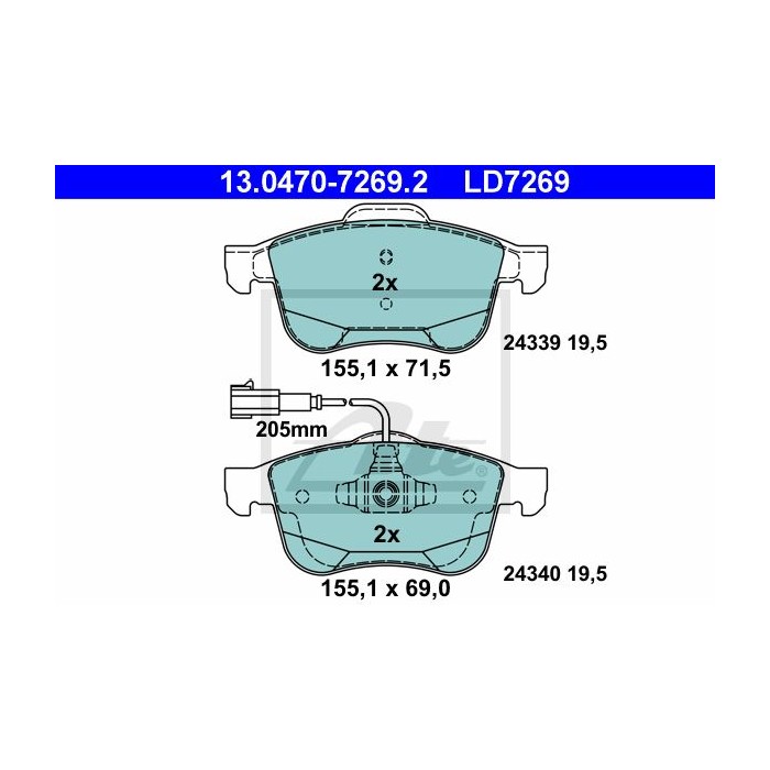 ATE Ceramic Bremsbelagsatz, Scheibenbremse 13.0470-7269.2