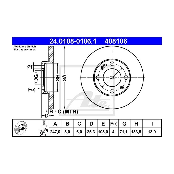ATE Bremsscheibe 24.0108-0106.1