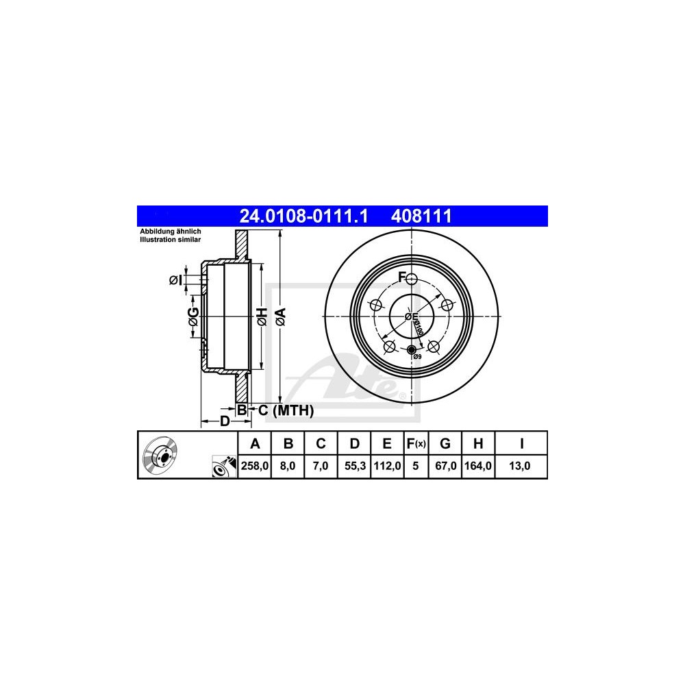 ATE Bremsscheibe 24.0108-0111.1