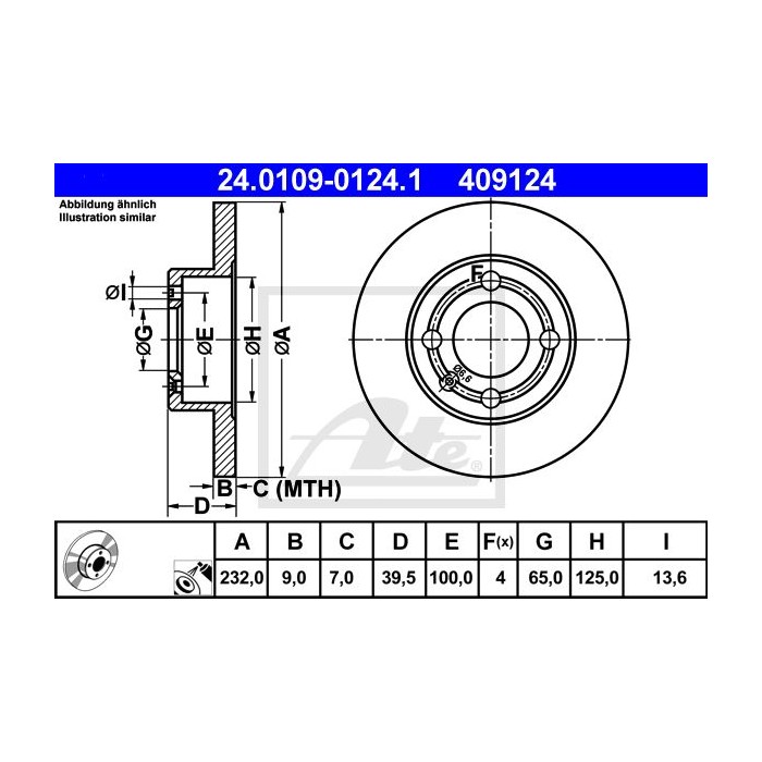 ATE Bremsscheibe 24.0109-0124.1