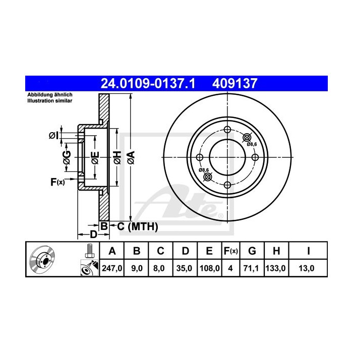 ATE Bremsscheibe 24.0109-0137.1