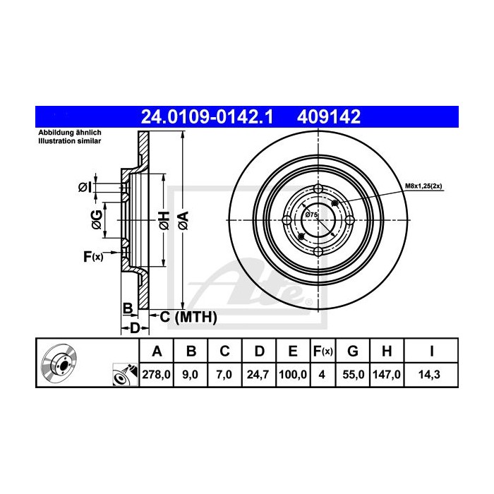 ATE Bremsscheibe 24.0109-0142.1