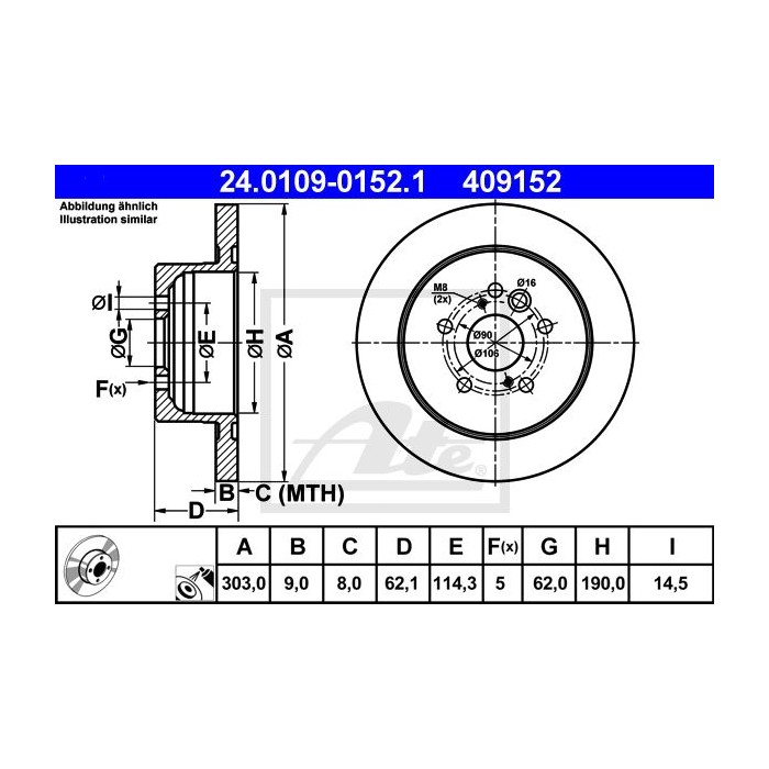 ATE Bremsscheibe 24.0109-0152.1