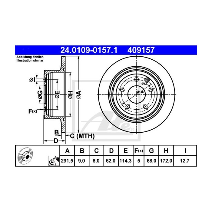 ATE Bremsscheibe 24.0109-0157.1