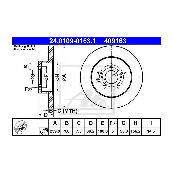 ATE Bremsscheibe 24.0109-0163.1