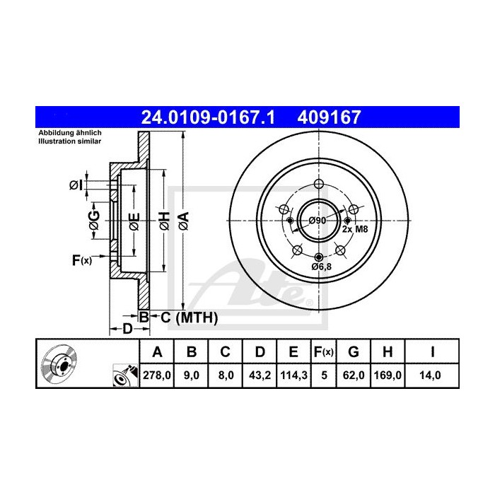 ATE Bremsscheibe 24.0109-0167.1