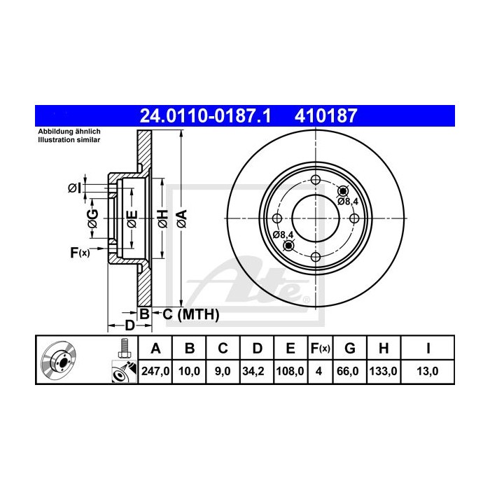ATE Bremsscheibe 24.0110-0187.1