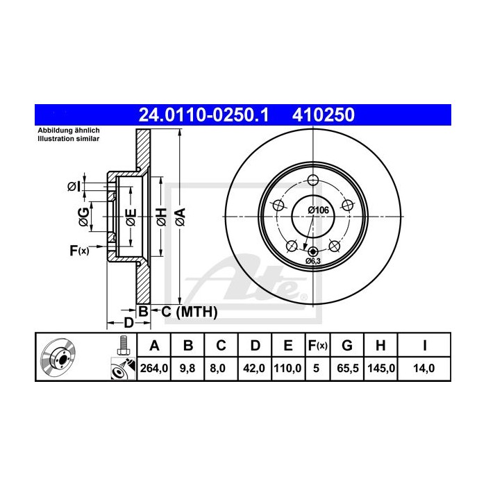 ATE Bremsscheibe 24.0110-0250.1