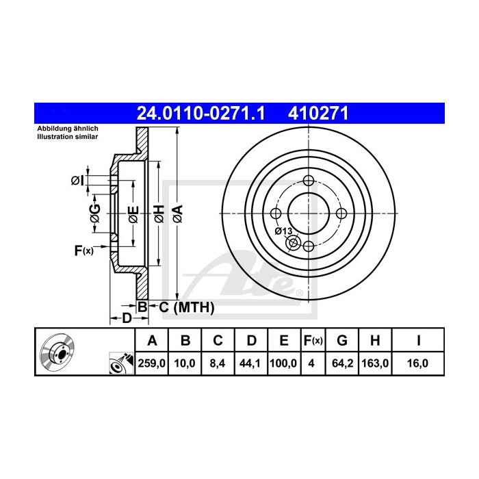 ATE Bremsscheibe 24.0110-0271.1