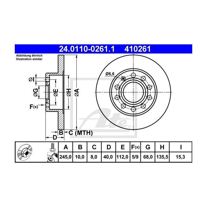 ATE Bremsscheibe 24.0110-0261.1